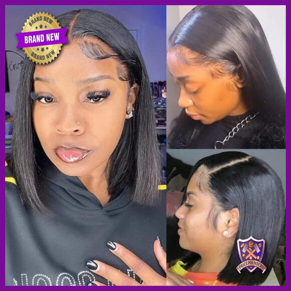 13x4 Lace Front Bob Wig Human Hair 180% Density Pre Plucked Baby Hair main image 4